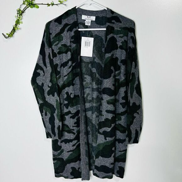 Magaschoni Women's Olive Camouflage Open Front Cardigan Size Small NWT - Picture 2 of 10
